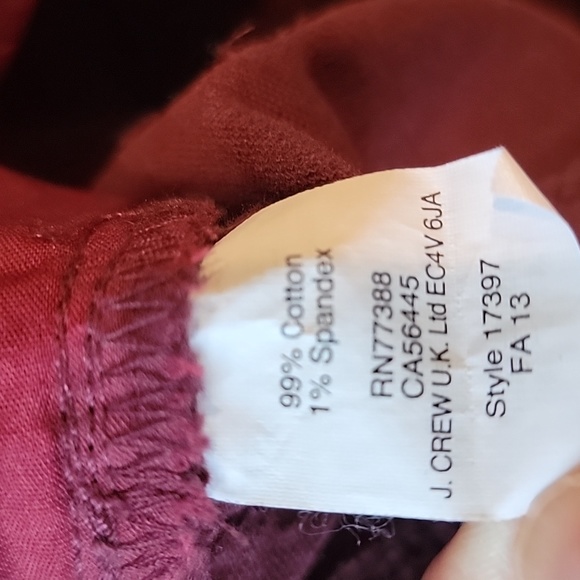 J.Crew Cords Matchstick Burgundy - Picture 9 of 15